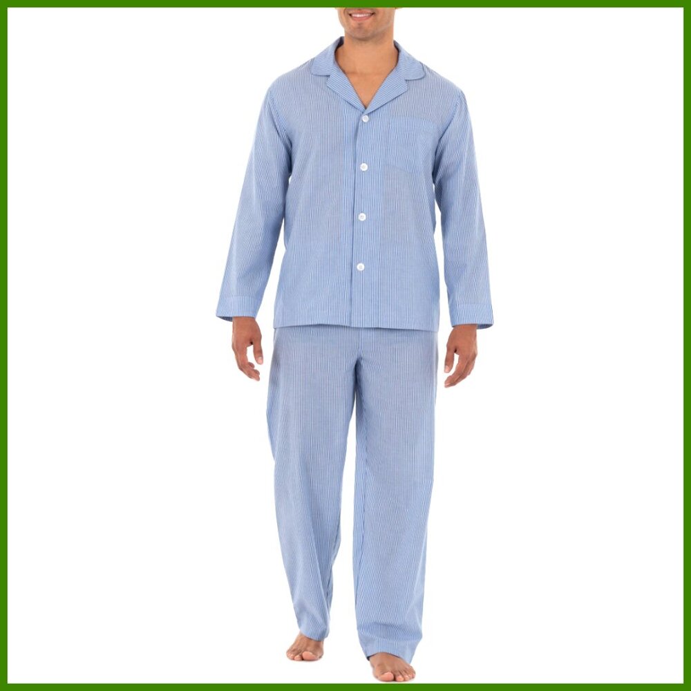 Long Sleeve Broadcloth Pajama Set for Sleeping and Lounging
